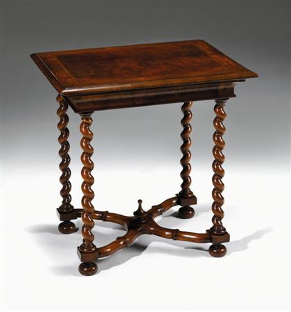 Appraisal: William and Mary style walnut and feather banded side table