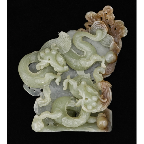 Appraisal: A Chinese jade dragons carving cm h More Information Good