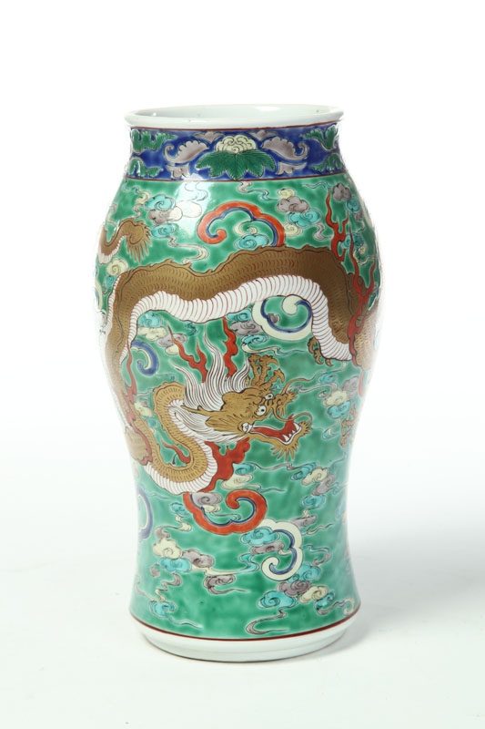 Appraisal: VASE China nd quarter- th century porcelain Two gold five-clawed