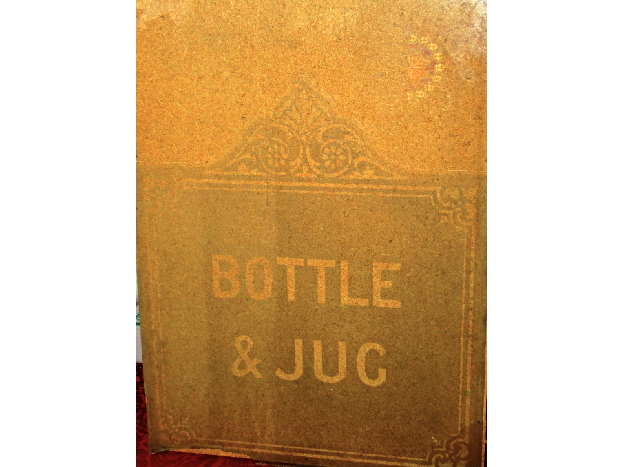 Appraisal: A reclaimed partially frosted glass pub door window panel Bottle