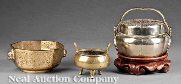 Appraisal: A Group of Chinese Brass Items th c including a