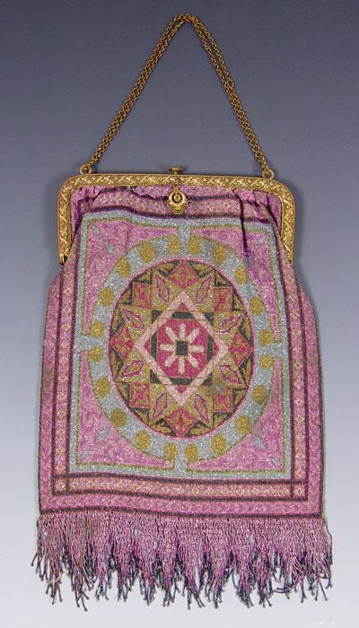 Appraisal: LARGE BEADED PURSE The largest in the collection Aqua purple