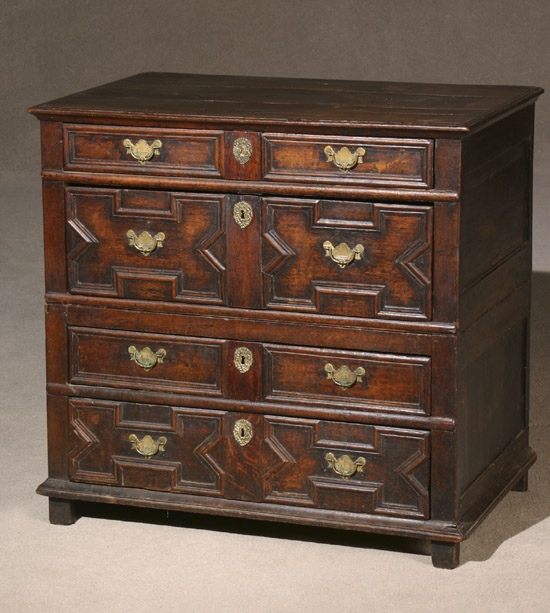 Appraisal: Jacobean Oak Chest of Drawers Last Quarter th Century Height