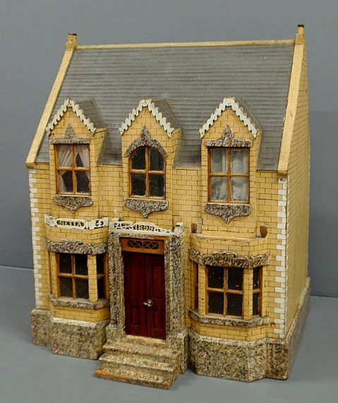 Appraisal: English Victorian dollhouse Netta Villa with original paint decoration and