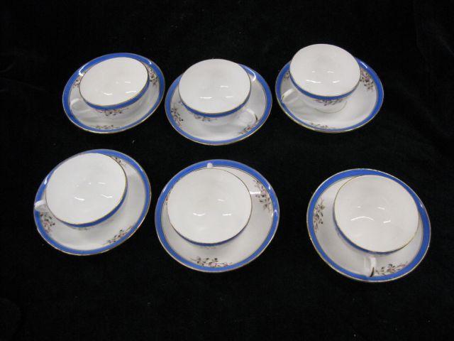 Appraisal: Antique Porcelain Cups Saucers floral blue band