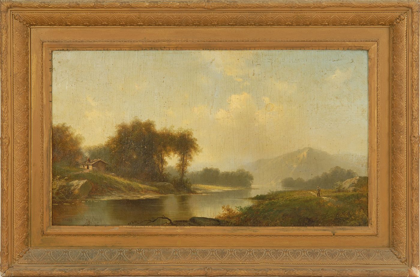 Appraisal: ATTRIBUTED TO HENRY W WHITINGAmerican th CenturyLandscape with a hiker