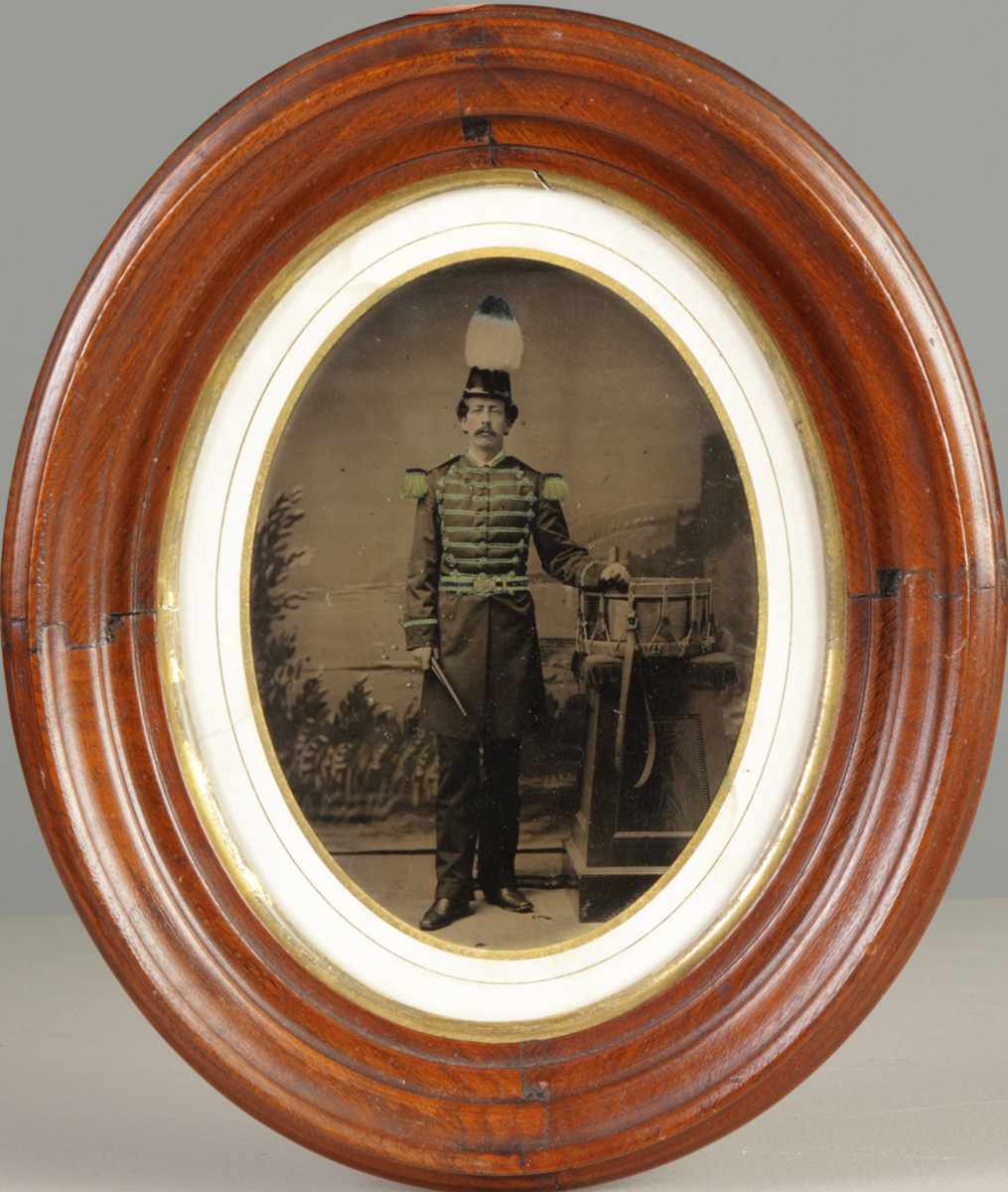 Appraisal: Full Plate Photographic Image of a Uniformed Drummer Written on