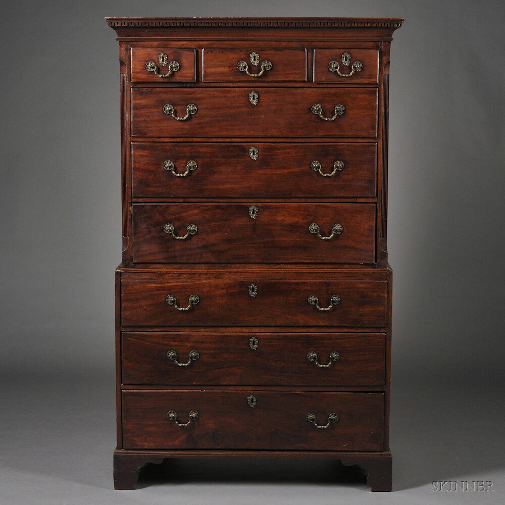 Appraisal: George III Mahogany Chest-on-chest late th century cornice with dentil