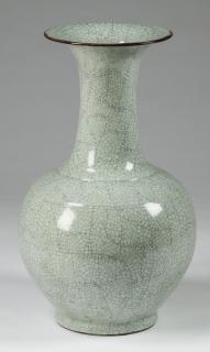 Appraisal: Oversized crackle Contemporary Chinese style crackle-glazed celadon floor vase h