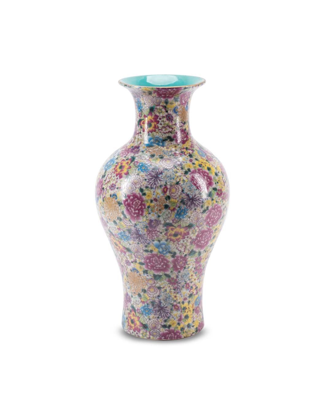 Appraisal: CHINESE FAMILLE ROSE MILLE FLEURS VASE Chinese Famille Rose Mille-Fleurs