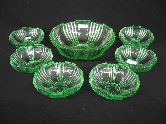 Appraisal: Green Depression Glass Berry Set '' master bowl with individuals