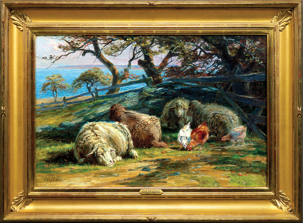 Appraisal: JOHN AUSTIN SANDS MONKS AMERICAN - SHEEP AND CHICKENS IN