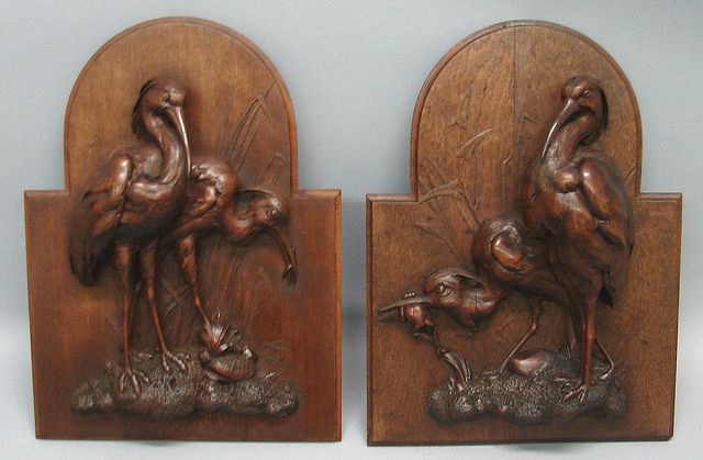 Appraisal: Carved in high relief one with frog in beak t