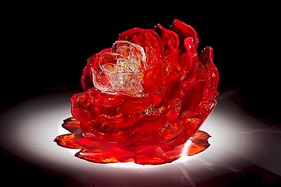 Appraisal: Martin Blank Bloom Signed Hot sculpted glass h x w