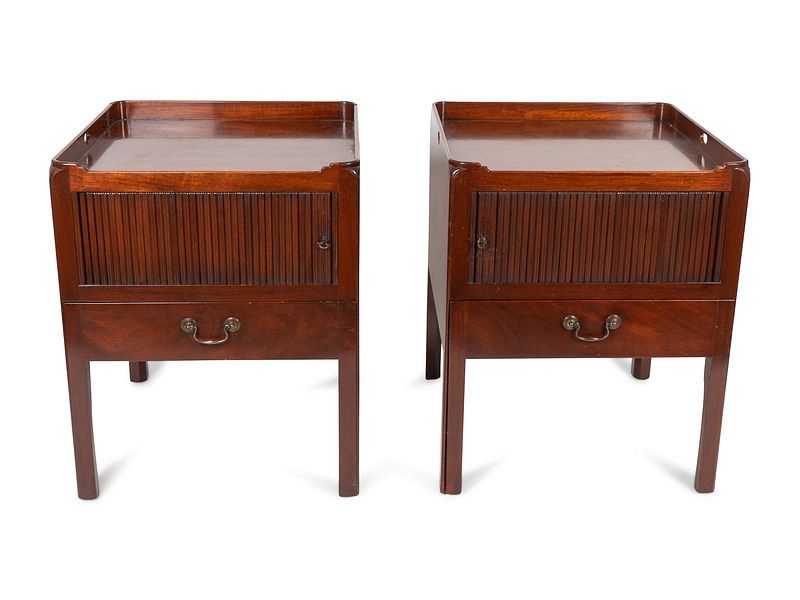 Appraisal: A Pair of George III Mahogany Bedside Commodes Height x