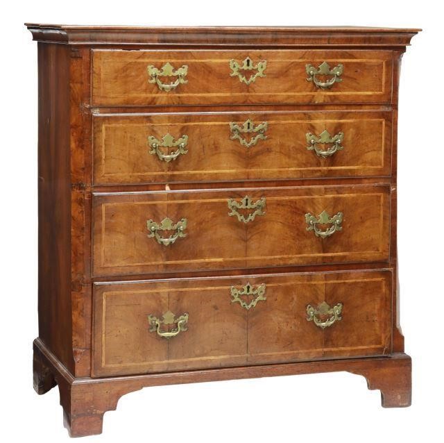 Appraisal: English Georgian walnut chest of drawers early th c having