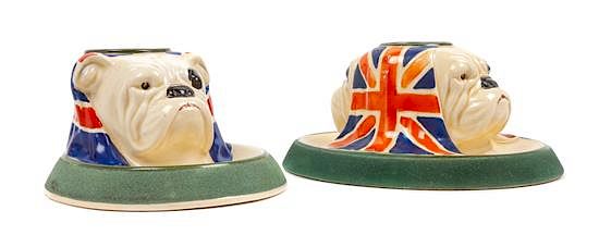 Appraisal: Two Royal Doulton Bulldog Match Holder and Strikers Height inches