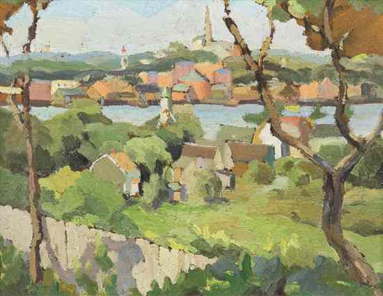 Appraisal: Artist Unknown French th century Village on the River oil