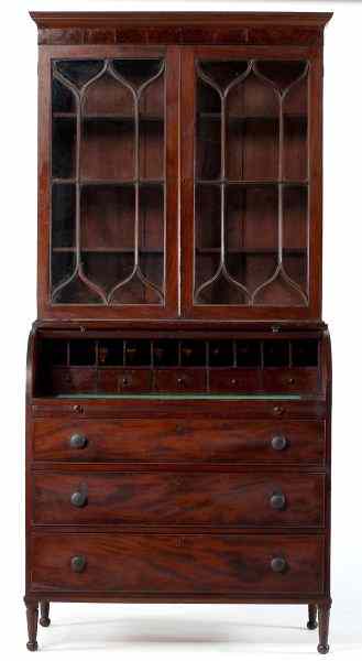 Appraisal: Southern Secretary Bookcase th century two part form mahogany and