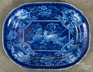 Appraisal: Blue Staffordshire platter with dead game decoration '' l ''