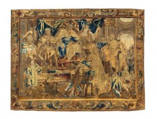 Appraisal: A Flemish Silk and Wool Tapestry Depicting The Story of