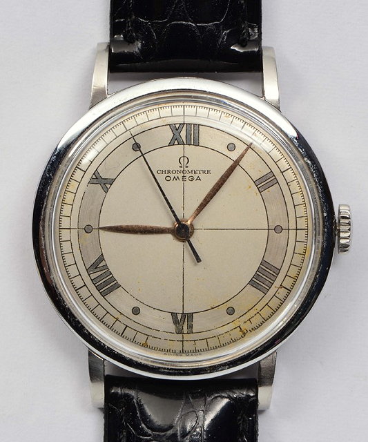 Appraisal: A VINTAGE OMEGA STEEL CASED CHRONOMETER WRIST WATCH the silvered