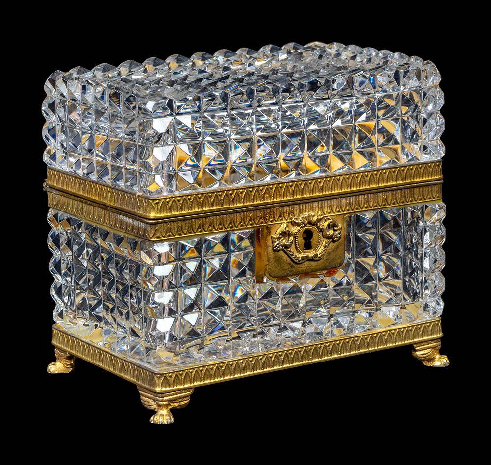 Appraisal: A French Gilt-Metal-Mounted Cut Glass Covered Box Height x length