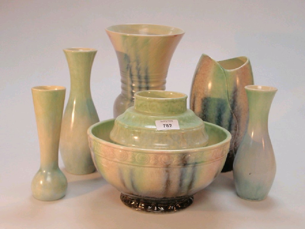 Appraisal: Various drip glazed Sylvac items in blues and greens including