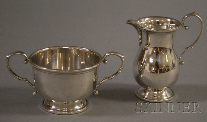 Appraisal: Two-Piece B M Sterling George II Style Creamer and Open