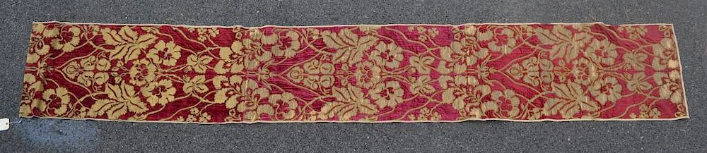 Appraisal: Early Continental Applique Velvet Table Runner with floral and foliate