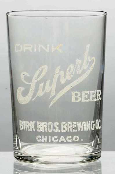 Appraisal: Superb Acid-Etched Beer Glass Raised pebbled lettering Clean and bright