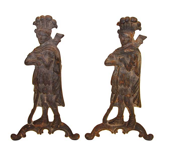 Appraisal: Pair of th Century Indian Chief Andirons Pair of th