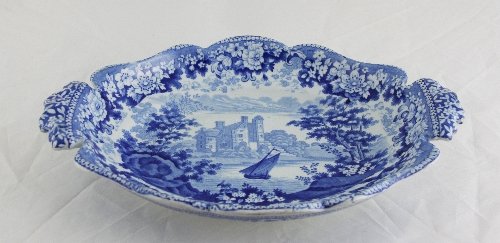 Appraisal: A semi china English Scenery pattern oval dish with two-handled