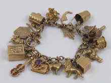 Appraisal: A ct gold charm bracelet with approx twenty two ct