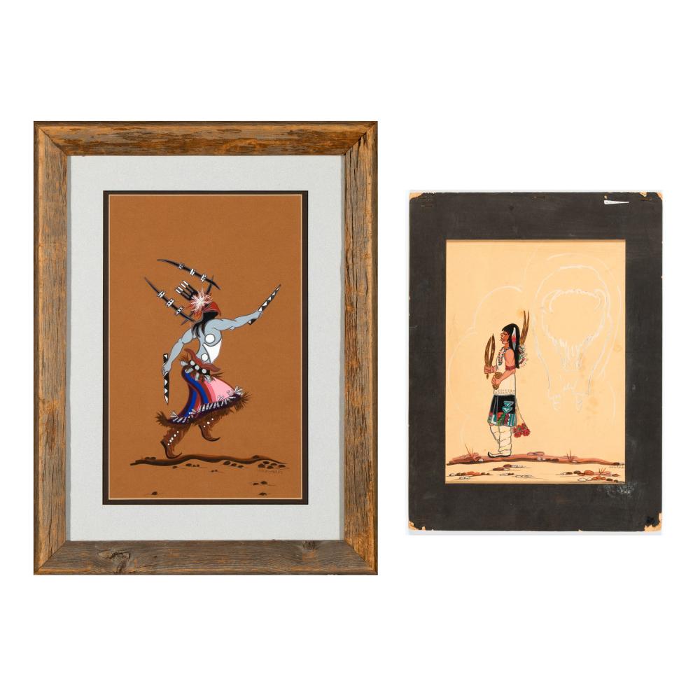 Appraisal: LAMBERT PINO NEZNAH A PAIR OF UNTITLED PAINTINGS DANCER BUFFALO