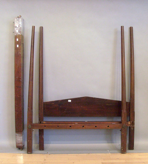 Appraisal: Cherry pencil post bed th c h w l