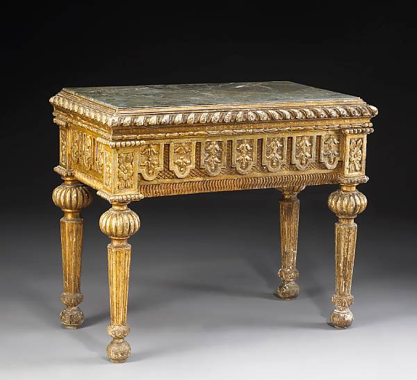 Appraisal: An Italian Neoclassical giltwood console table possibly Roman last quarter