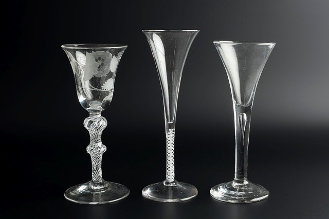 Appraisal: A LATE TH CENTURY WINE OR CORDIAL GLASS the slender