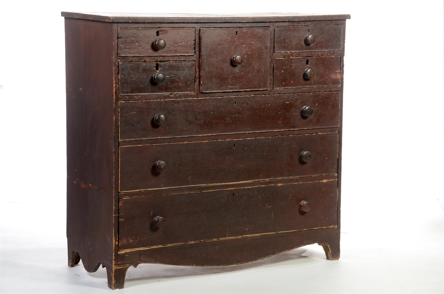 Appraisal: BONNET CHEST IN RED PAINT American ca - s Original