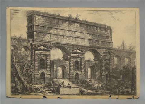 Appraisal: GIOVANNI BATTISTA PIRANESI ITALIAN - VEDUTA DEL MONUMENTO ERETTO DALL'IMPERADO