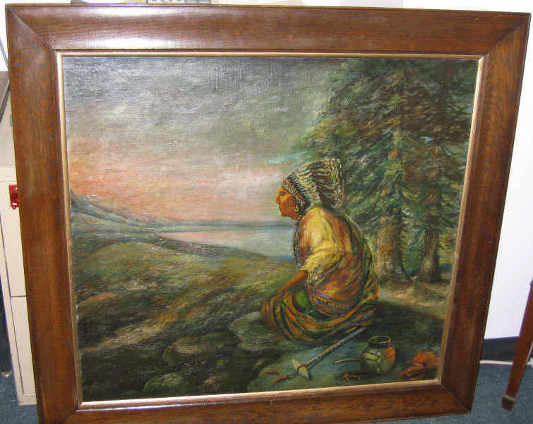 Appraisal: AMERICAN SCHOOL TH CENTURY American Indian seated in a landscape