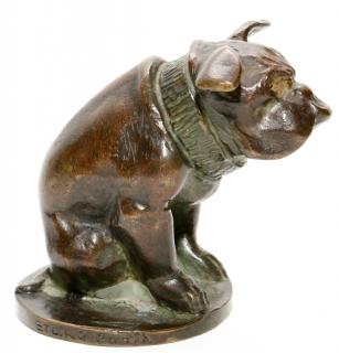 Appraisal: AFTER GUIRAUD-RIVIERE FRENCH BRONZE SCULPTURE H W BULLDOG A bronze