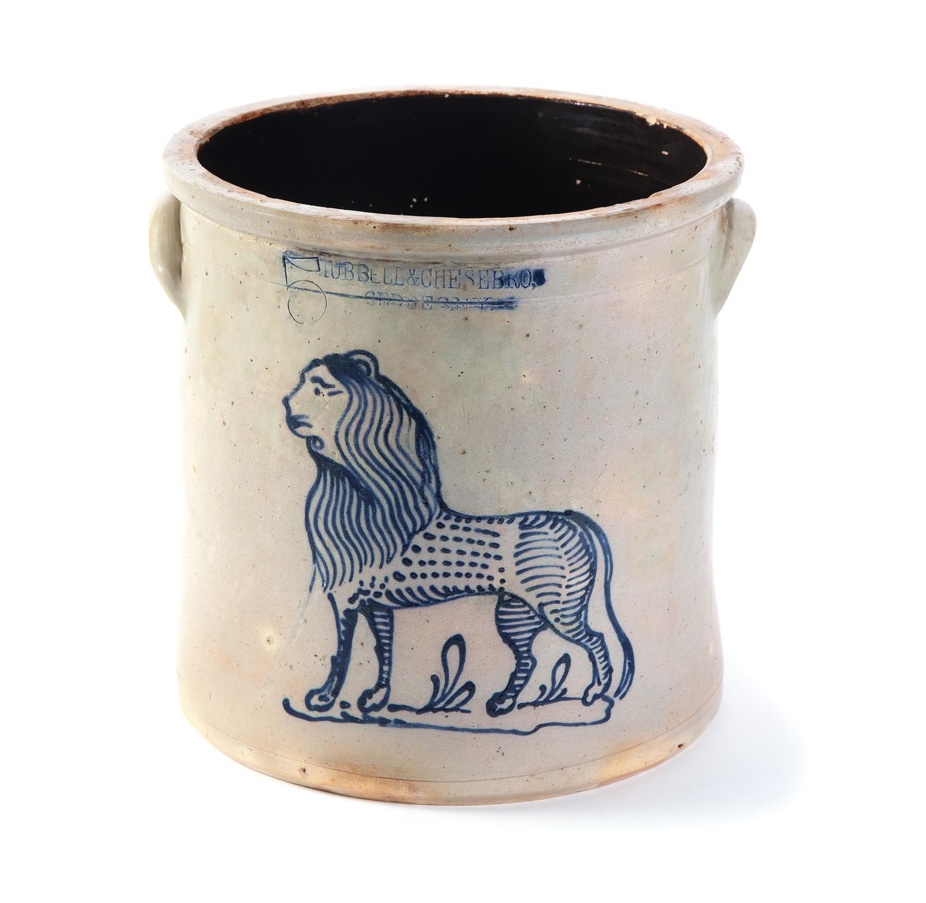 Appraisal: NEW YORK STONEWARE CROCK Impressed mark for Hubble and Chesebro