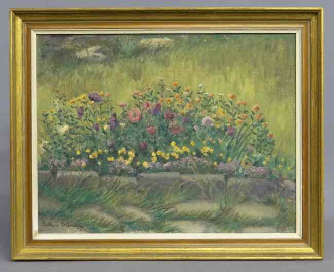 Appraisal: Painting oil on artist board flowers signed ''Nathan Dolinksy'' New