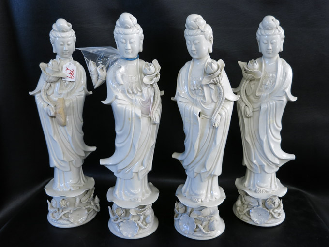 Appraisal: SET OF CHINESE BLANC DE CHINE PORCELAIN FIGURAL SCULPTURES four