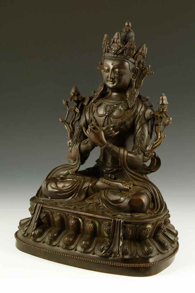 Appraisal: - Sino-Tibetan Gilt Bronze Buddha Sino-Tibetan gilt bronze figure of