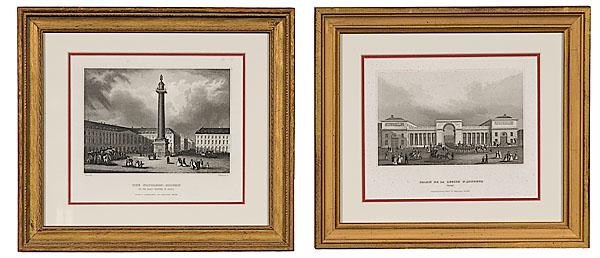 Appraisal: ENGRAVINGS OF FRENCH LANDMARKS A lot of two engraving on