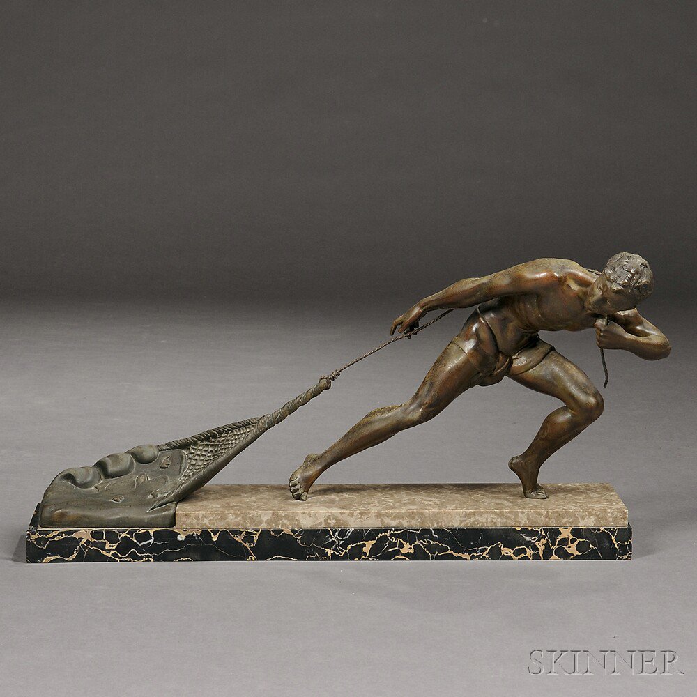 Appraisal: Bronze Figure of a Fisherman with a Net th century