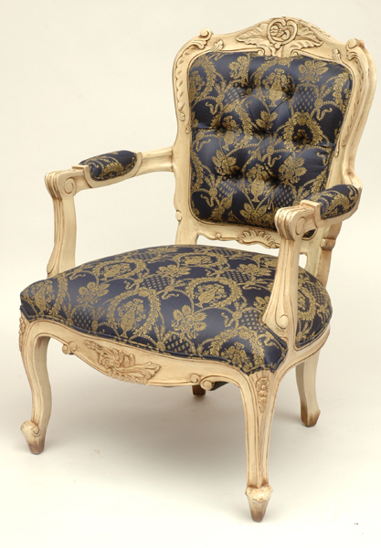 Appraisal: A WHITE PAINTED LOUIS XV STYLE ARMCHAIR