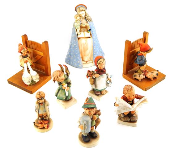 Appraisal: Eight mid- th C Hummel figurines pair Farm Boy and